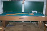 Vintage 1960's pool table with accessories; table tennis top.