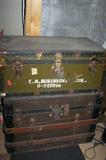 SOLD--Antique trunk with inside tray (bottom); WWII/Korea era Army locker.