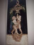 Impressive hand-painted wall hanging.