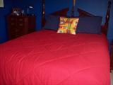 Bedroom furniture--bed, chests, nightstands, dressers.