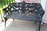 Iron outdoor bench.