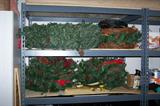 Garage shelving and Christmas garland for big house.