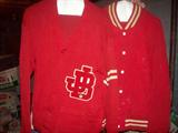 Vintage Letterman sweater and jacket.