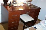 Mid-century vintage desk and bench.