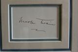 Framed autograph by Mark Twain.