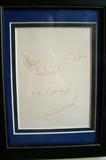 Framed autographs by John Belushi and Dan Akroyd (Blues Brothers).