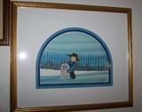 Framed art--original and prints. This one, a signed print by P. Buckley Moss.