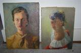 Original unframed paintings by owner's father and local artist, Harrold Storrs, from the 1950s.