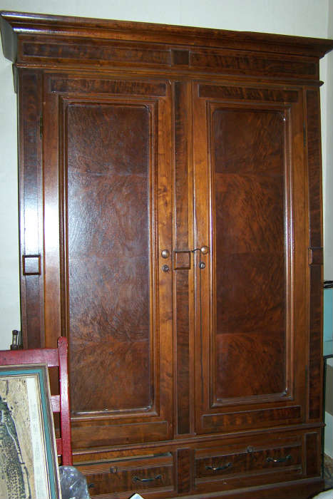 Another of the 3 knock-down wardrobes. This one has beautiful burled walnut doors.