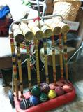 Complete croquet set.