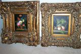 Two original oil paintings in ornate frames.