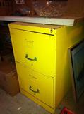 Vintage yellow file cabinet--legal size.