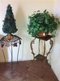 Brass and other metal plant stands.
