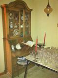 Vintage secretary bookcase with bubble glass doors.