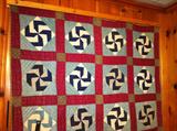 Antique quilts and other linens.