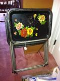 Vintage TV trays--4 with stand.