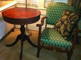Vintage mahogany table and chair.