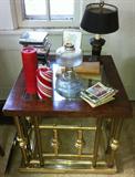 Vintage brass and wood table.