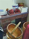 Vintage desk, baskets and more.