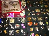 At least 200 pieces costume jewelry--some vintage and antique; also some fine jewelry.