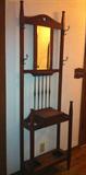 Antique hall tree, delicate spindles.