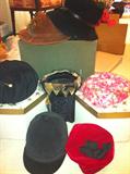 Vintage hats, scarves and accessories, some vintage clothing.