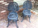 Metal outdoor chairs.
