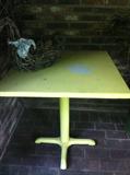 Metal table.