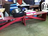 Long and sturdy painted bench.