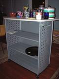 Nice modern metal bookcase on casters.