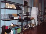 Heavy duty storage shelves with lots of stuff!