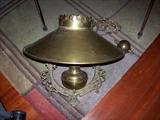 Antique brass "pull down" kerosene lamp--NICE ONE.