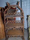 One of several Victorian bamboo/wicker shelves.