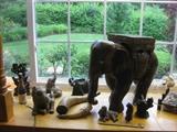 LARGE WOOD ELEPHANT TABLE - HORNS