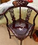 Rosewood Corner Chair w/inlaid Mother of Pearl