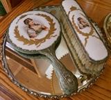 Vanity Mirror & Brush Set