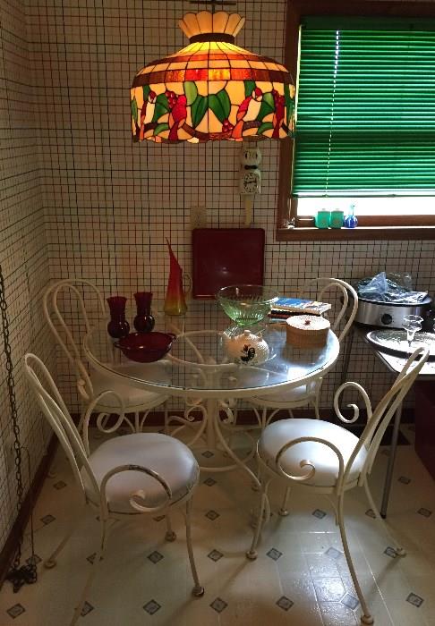 Old Vintage kitchen table set.  Iron Table and Chairs