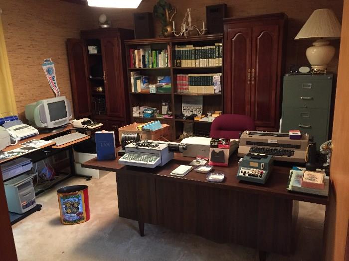 Office - Thomasville Cabinets.  Nice Desk, Computer Desk, Vintage equipment and newer.  4 Drawer Metal Cabinet