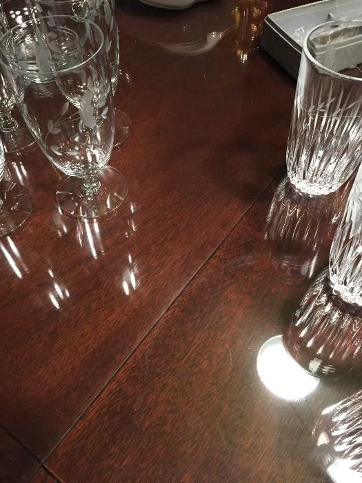 This shows the solid glass that has protected this table top.