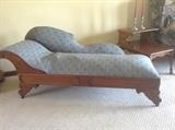 Late 19th century fainting couch, reupholstered and restored