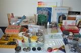 Art Supplies Equipment, kits. Enameling supplies including a little kiln. wood yoyos.
