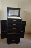 Free Standing, black lacquer jewelry box.