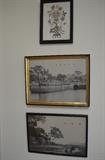 Vintage Framed Chinese Embroidery (top) two woven silk pictures in shades of gray.