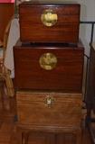 Asian style wood boxes.  The one on the bottom is solid oak.