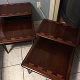 Mid Century Inlaid mahogany Lane end tables