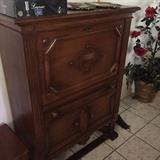 Oak drop down desk/cabinet
