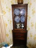 Oak leaded glass cabinet