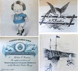 A portion of the E.R. Peaslee Archive showing some original artwork