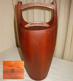 Mid Century Modern Teak Ice Bucket marked; Staved Teak Denmark-There are 3 more Tesk Ice Buckets and 2 more Metal ones