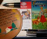 Fountain Pens-14K Gold Nib shown, old maps and vintage pencils